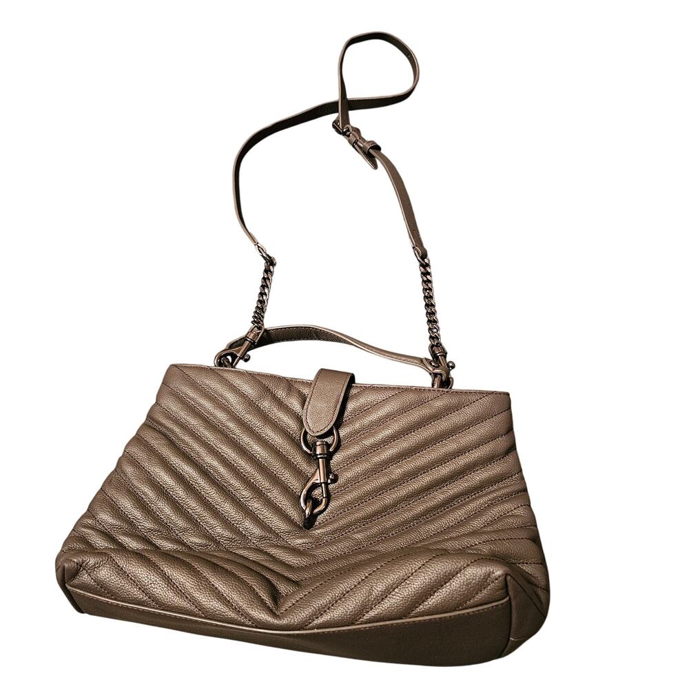 Rebecca Minkoff Eddie Large Leather Top Handle Satchel Bag Espresso